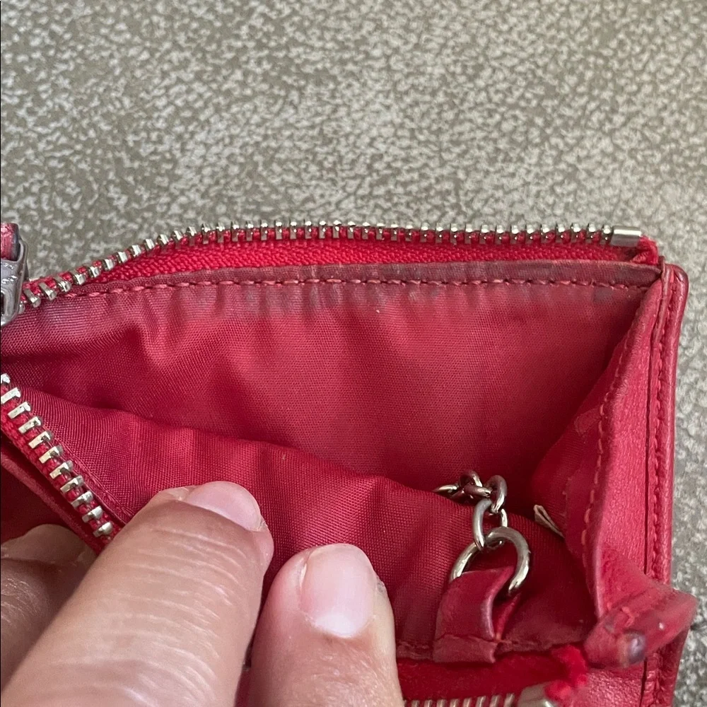 Coach red & tan card holder